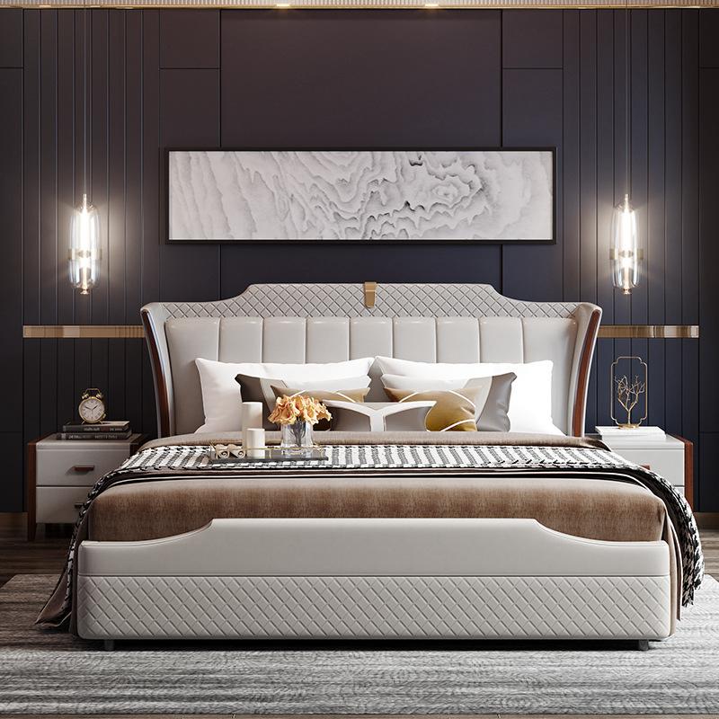 Prepare for sophistication with the Luxo Nation "Gear Up" Upholstered Luxury Bed with Storage in Leatherette.